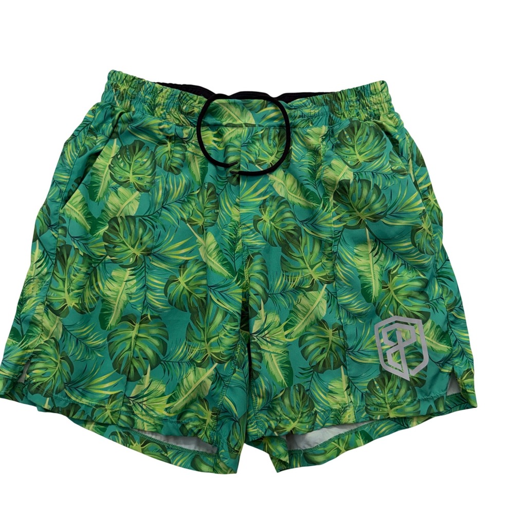 Born Primitive Shorts Mens Small Green Tropical Palm Training Athlete Driven Gym